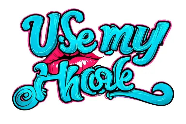 "Use my hole" kissing lips tattoo design idea