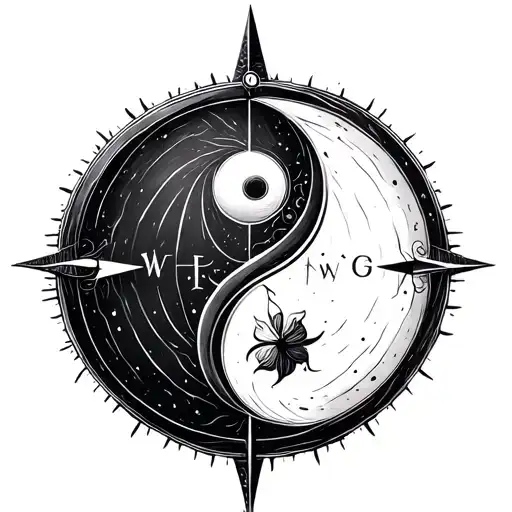 Yin Yang Compass tattoo design idea