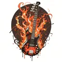 bass guitar on fire tattoo design idea