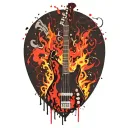 bass guitar on fire tattoo design idea