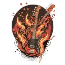 bass guitar on fire tattoo design idea
