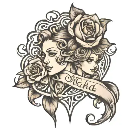 A personal tattoo symbolizing fatherhood of two daughters tattoo design idea