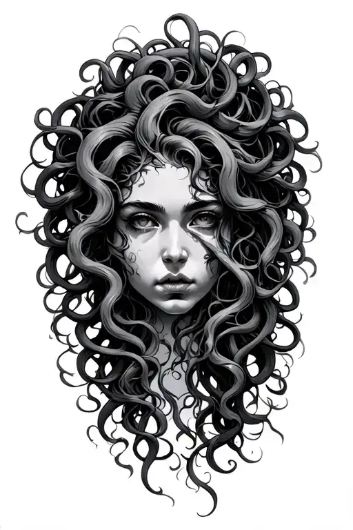 Medusa with hair tattoo design idea