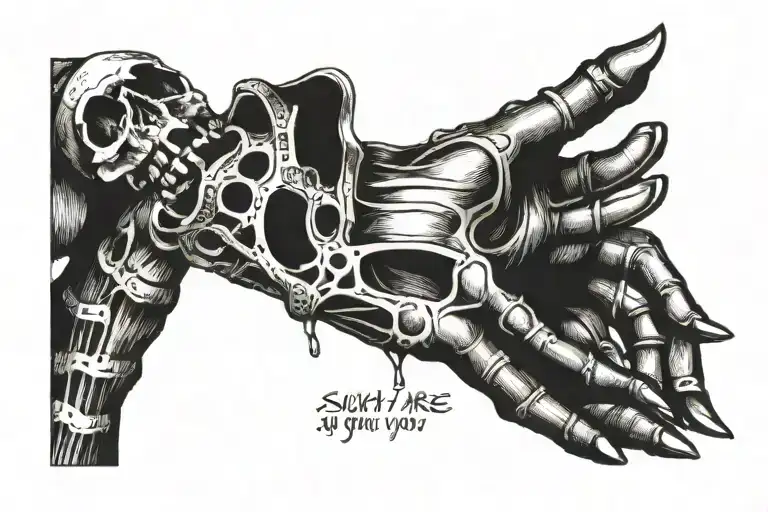 text "such as we are you will be", skeleton hand holding tattoo design idea