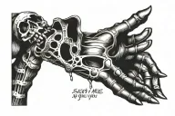 text "such as we are you will be", skeleton hand holding tattoo design idea