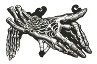 text "such as we are you will be", skeleton hand holding tattoo design idea
