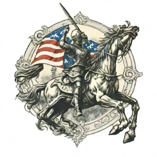 Joan of Arc with a patriotic symbol  tattoo design idea