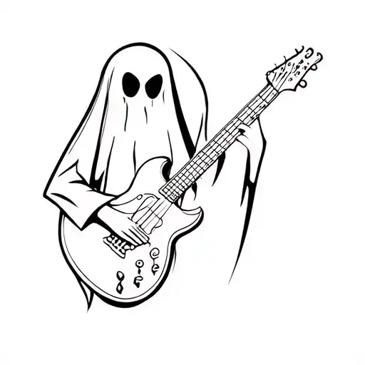 ghost holding a guitar tattoo design idea