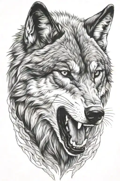 growling wolf tattoo design idea