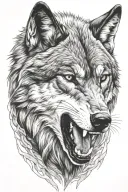 growling wolf tattoo design idea