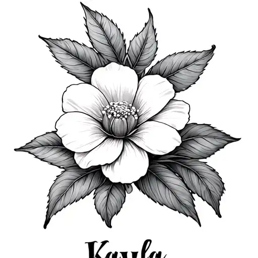 blossom flower with Kayla name incorporated tattoo design idea