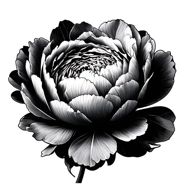 Black And Gray Peony tattoo design idea