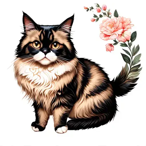 persian cat tattoo design idea