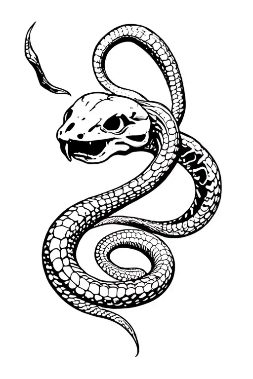 two headed snake skeleton tattoo design idea