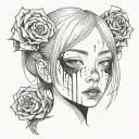 Black And White Anime Girl gore horror gothic Junji Ito Style  tattoo design idea