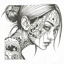 Black And White Anime Girl gore horror gothic Junji Ito Style  tattoo design idea