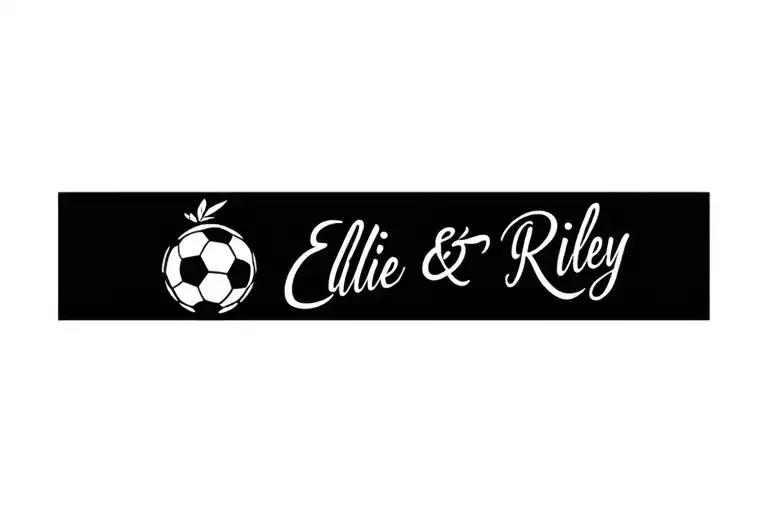 Ivory Coast tradition/culture design engrave with a soccer shape of Ellie and Riley's name  tattoo design idea