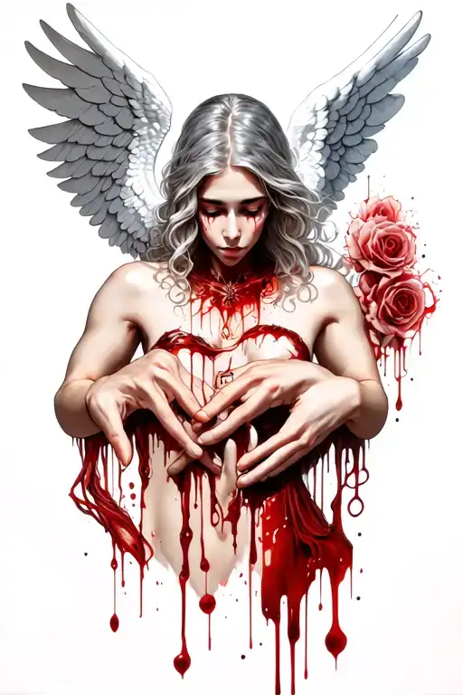 angel blood hands tattoo design idea