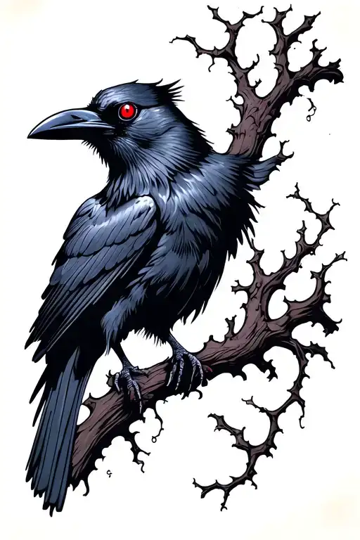 raven that has six red eyes tattoo design idea