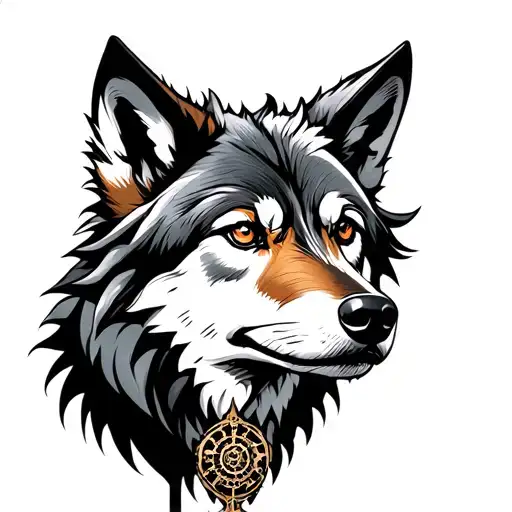 steampunk wolf tattoo design idea