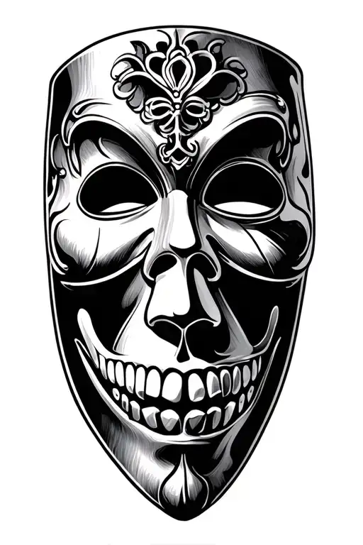 bipolar theater mask tattoo design idea