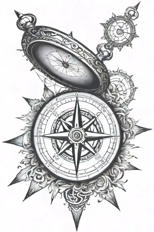 berbere compass mixed with classic compass rose.  tattoo design idea