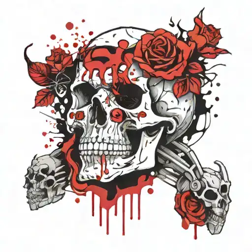 Skull, Roses, Scorpio zodiac sign tattoo design idea