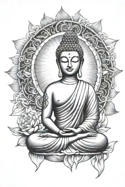 female buddha inner peace tattoo design idea