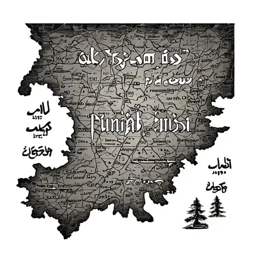 Tattoo of map of old and new punjab with punjab written in urdu and Punjabi in it tattoo design idea