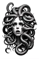 Medusa with snakes and crying black tattoo design idea