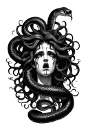 Medusa with snakes and crying black tattoo design idea