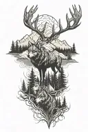 wolf elk mountains tattoo design idea