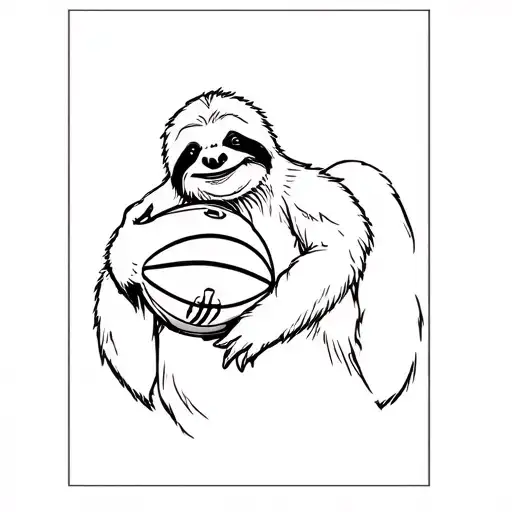 sloth holding a rugby ball tattoo design idea
