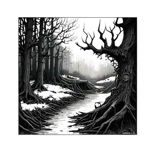 Haunted Forest tattoo design idea