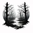 Haunted Forest tattoo design idea