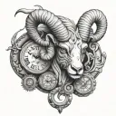 mars ram aries with pocket watches surrounded by hell tattoo design idea