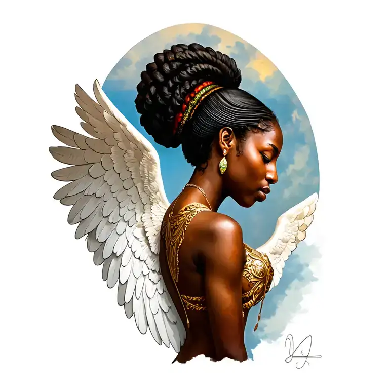 African angels tattoo design idea