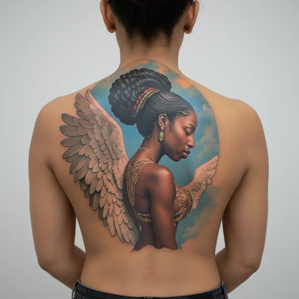African angels tattoo design idea