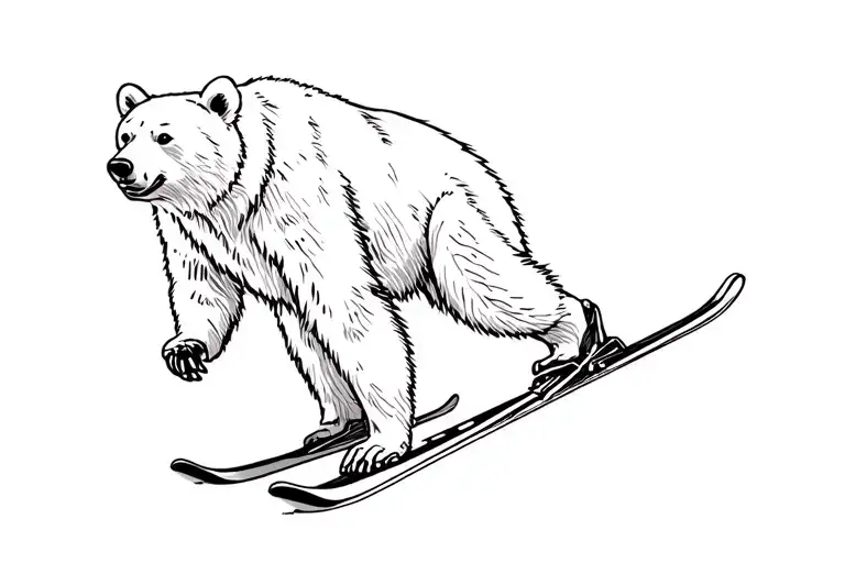 bear on skis tattoo design idea