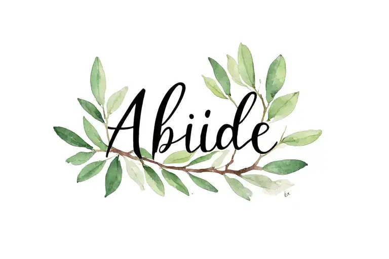 "Abide" "Abide" Olive Branch tattoo design idea