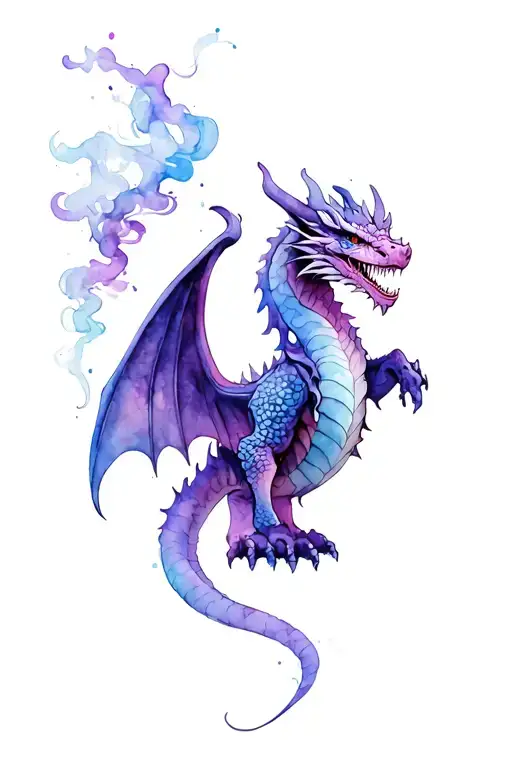 smoke dragon with wings fantasy themed tattoo tattoo design idea