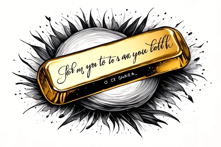 a gold bar with a quote inside tattoo design idea