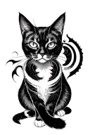 good and evil cat tattoo design idea