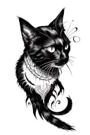 good and evil cat tattoo design idea