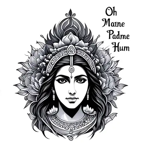 Oh Mane Padme Hum Mantra in Sanskrit tattoo design idea