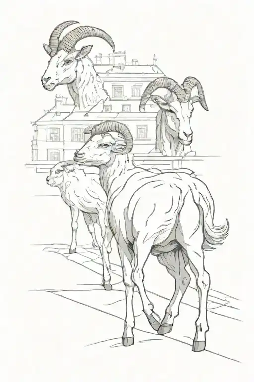 postage stamp of the poznan goats in stary rynek tattoo design idea