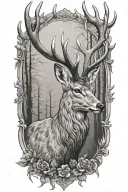 realistic red  deer  tattoo design idea
