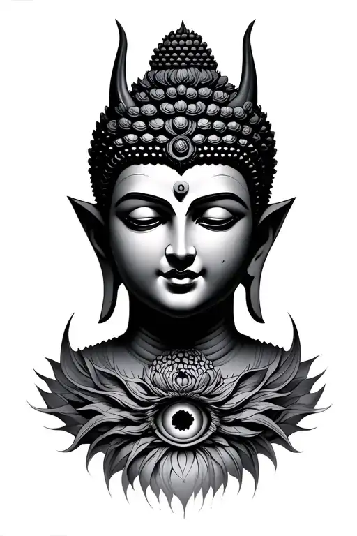 Paradox Third Eye Devil Budhdha Human Eyes tattoo design idea
