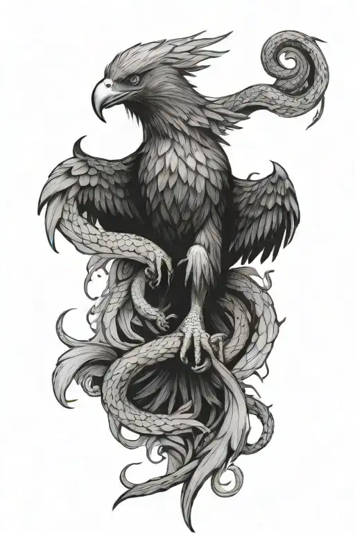 eagle fighting snake tattoo design idea