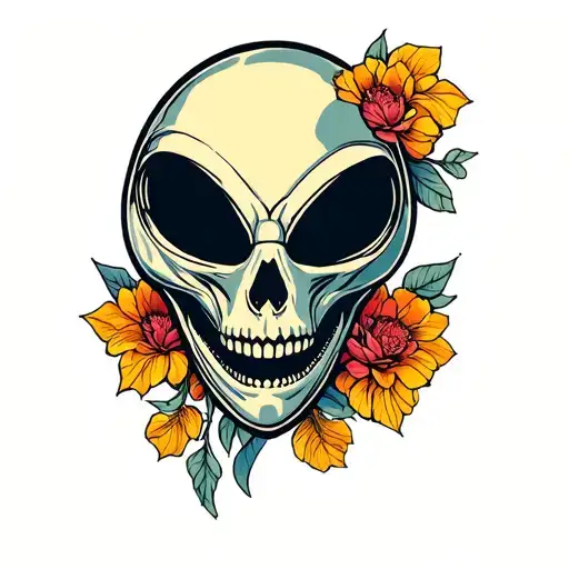 Alien Skull tattoo design idea